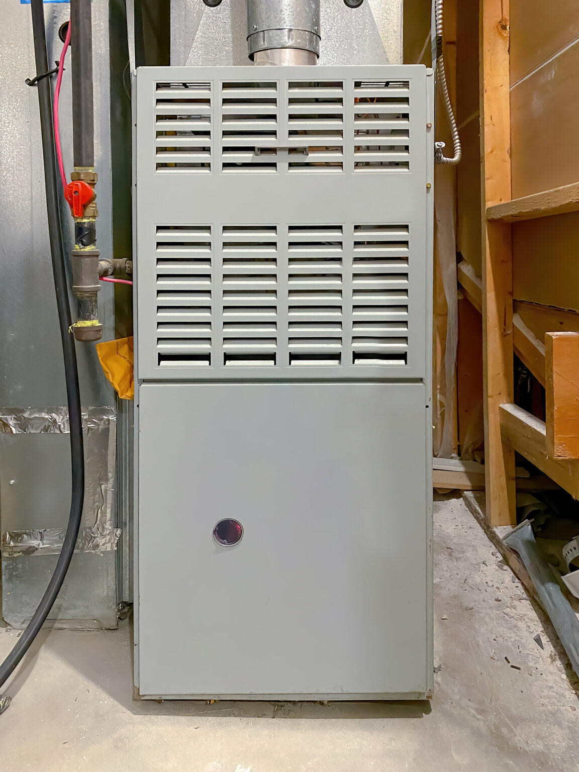 gas furnace installed in a residential basement