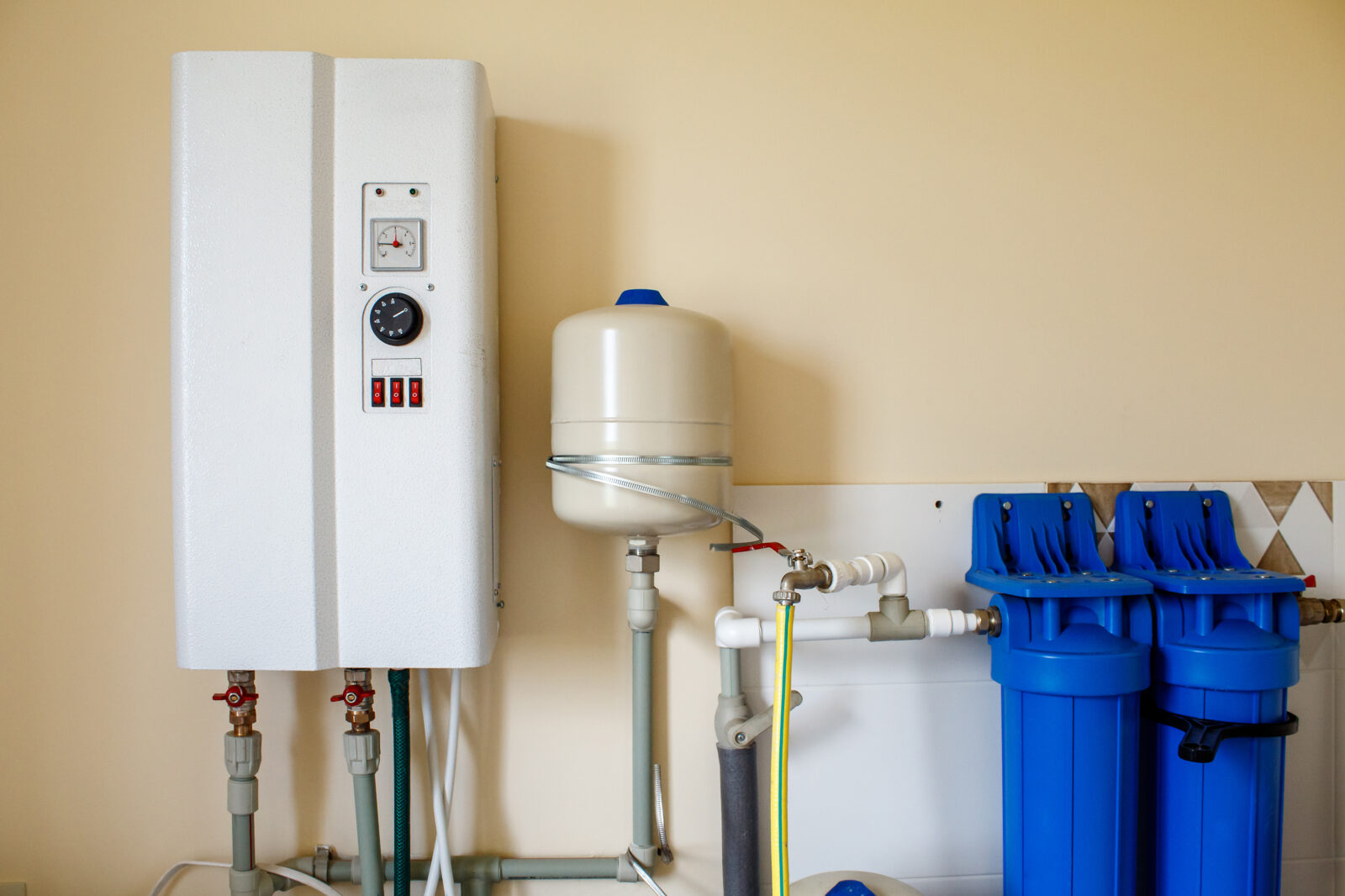 new modern tankless water heater for heating water